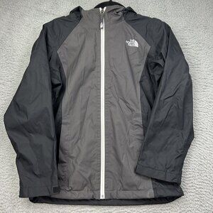 North Face Dryvent Black Gray Girls Full Zip Windbreaker Size Large Youth Jacket